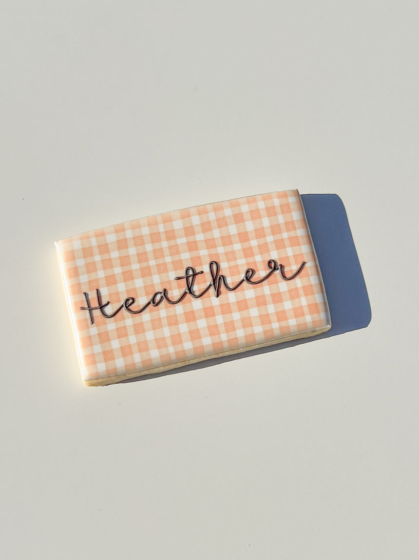 Light Plaid Cookie Place Card