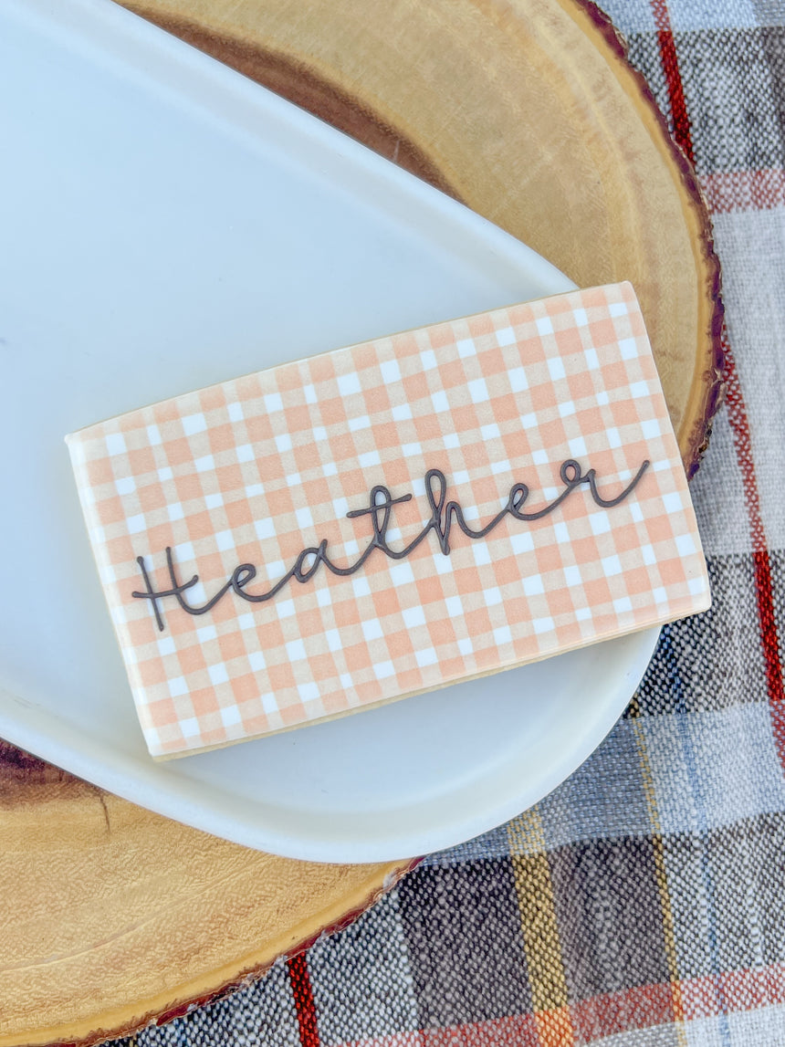 Light Plaid Cookie Place Card